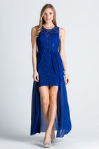 HIGH LOW OVERLAY LACE DRESS