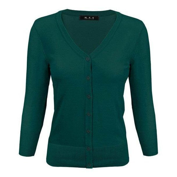 V-Neck Button Down Knit Cardigan Sweater - VacationGrabs