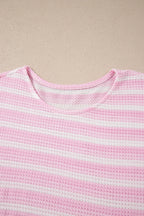 Stripe Waffle Knit Short Sleeve T-Shirt