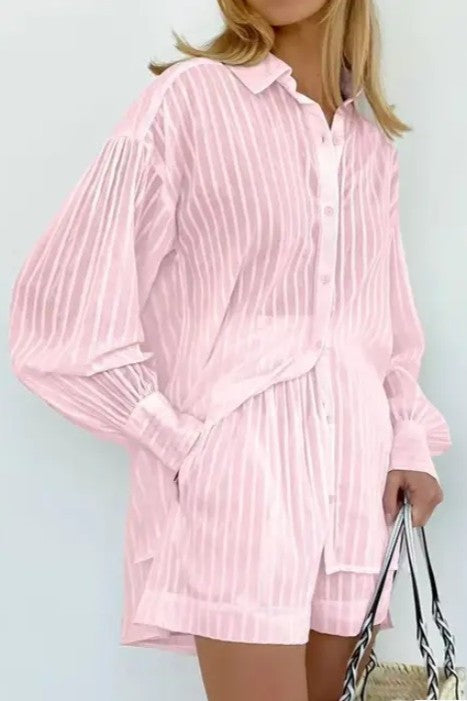 Women's Vacation 2-piece matching long sleeve and shorts set