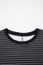 Stripe Ruffle Sleeve Crewneck T-Shirt Mini Dress