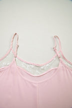 Sheer Lace Patchwork Camisole Nightgown Dress