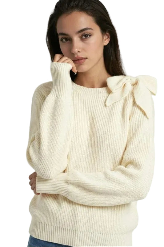 Bow Ribbed Sweater