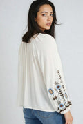 Women's Vacation Bohemian Embroidered Floral  Blouse