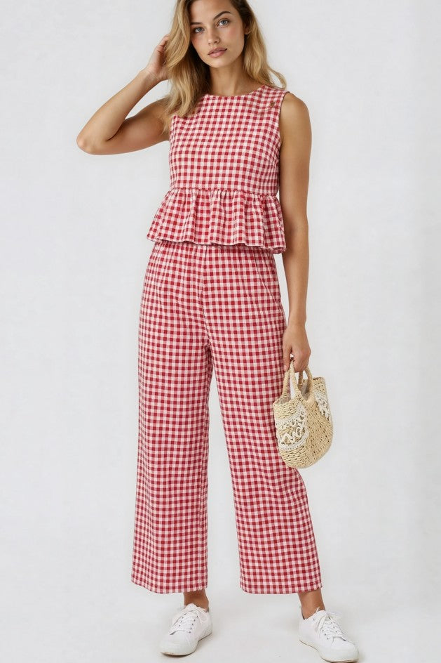 Women's Vacation Gingham Pants & Top Set