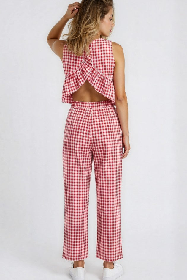 Women's Vacation Gingham Pants & Top Set