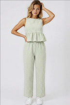 Women's Vacation Gingham Pants & Top Set