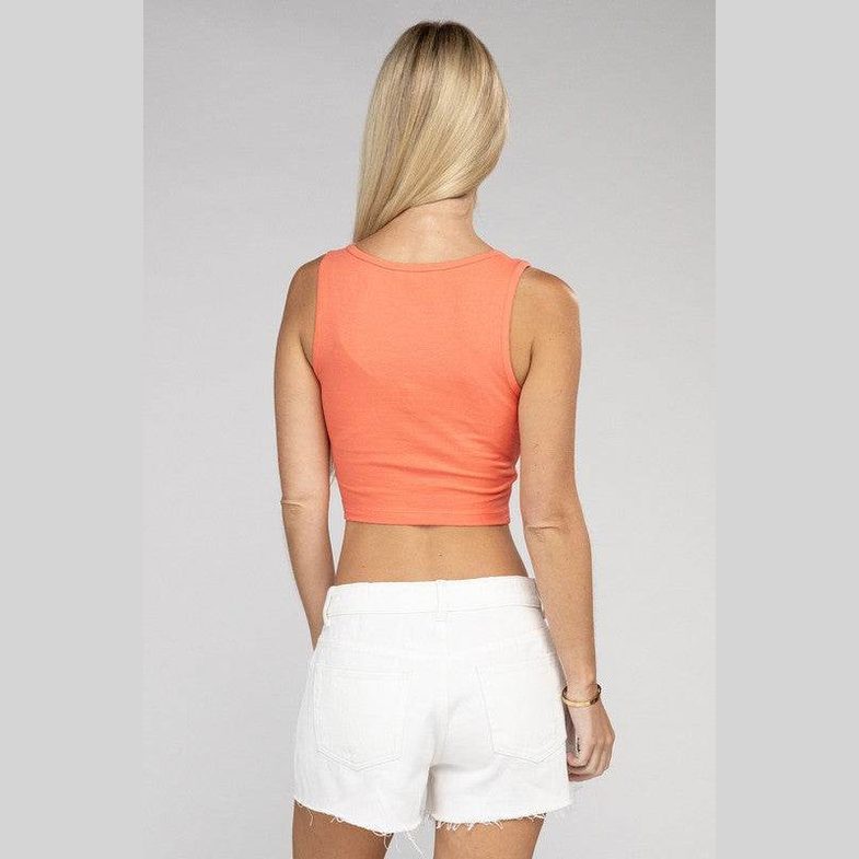 Cotton Square Neck Cropped Cami Top - VacationGrabs