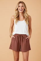 Lace Patchwork Drawstring High Waist Shorts