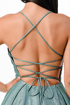 back lace up glitter ombre gown for prom, quinceanera, special occasion