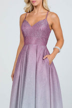 back lace up glitter ombre gown for prom, quinceanera, special occasion