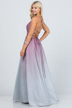 back lace up glitter ombre gown for prom, quinceanera, special occasion