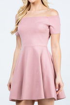 off the shoulder short sleeve skater dress