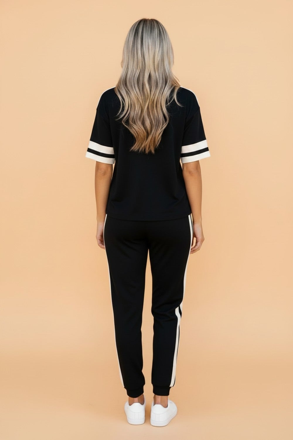 Varsity Stripe Loose Tee & Jogger Pant Set
