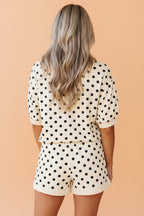 Polka Dot Oversized Top & Drawstring Shorts Set