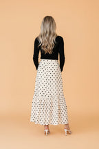 Polka Dot Ruffle Side Slit Maxi Skirt
