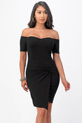 Off the shoulder front twist bodycon dress