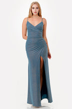 Glitter ITY tara side pleat overlap gown with side opening
