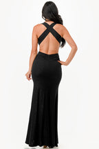 Glittered criss-cross back dress with ruched details