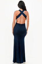 Glittered criss-cross back dress with ruched details