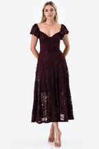 Butterfly sleeve lace dress