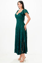 Butterfly sleeve lace dress