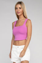 Women's Shirts - Cropped TopsCotton Square Neck Cropped Cami Top - VacationGrabs