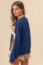 BiBi French Terry Color Block Cut Edge Detail Sweatshirt - VacationGrabs