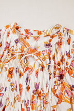 Floral Geometric Ruffle Trim Mini Dress