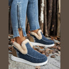 Furry Suede Round Toe Flat Sneakers - VacationGrabs