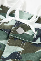 Camo Wide Leg Drawstring Denim Pants