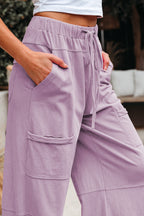 Mineral Wash Reverse Seam Drawstring Elastic Waist Pants