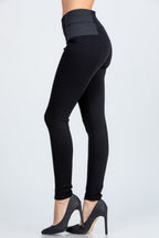 Side elastic nylon ponte high waist skinny pants