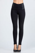 Side elastic nylon ponte high waist skinny pants