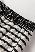 Stripe Collared Top and Drawstring Pants Set