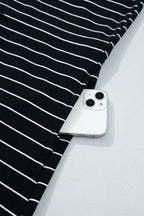Stripe Drawstring Waist Pocketed Mini Dress
