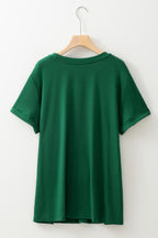 Plus Size Solid Rolled Short Sleeve T-Shirt