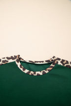Leopard Colorblock Round Neck Short Sleeve T-Shirt