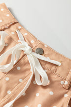 Polka Dot Drawstring High Waist Wide Leg Pants
