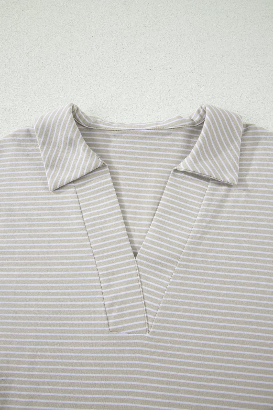 Stripe Dolman Sleeve Polo Shirt & Drawstring Shorts Set