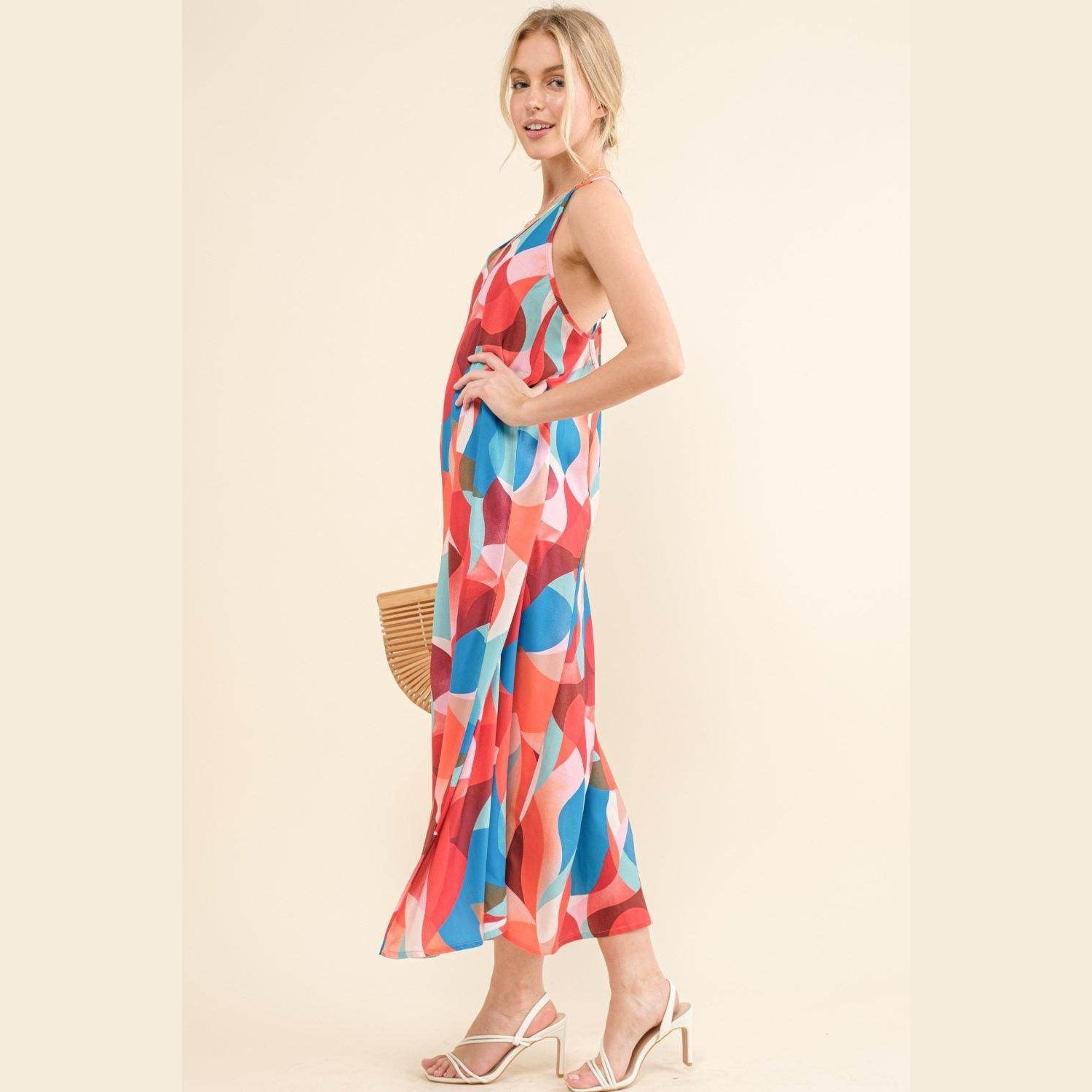 And the Why Printed Crisscross Back Cami Dress - VacationGrabs