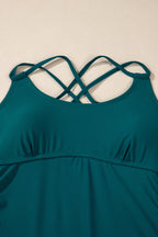 Colorblock Tankini Top & High Waist Bikini Set