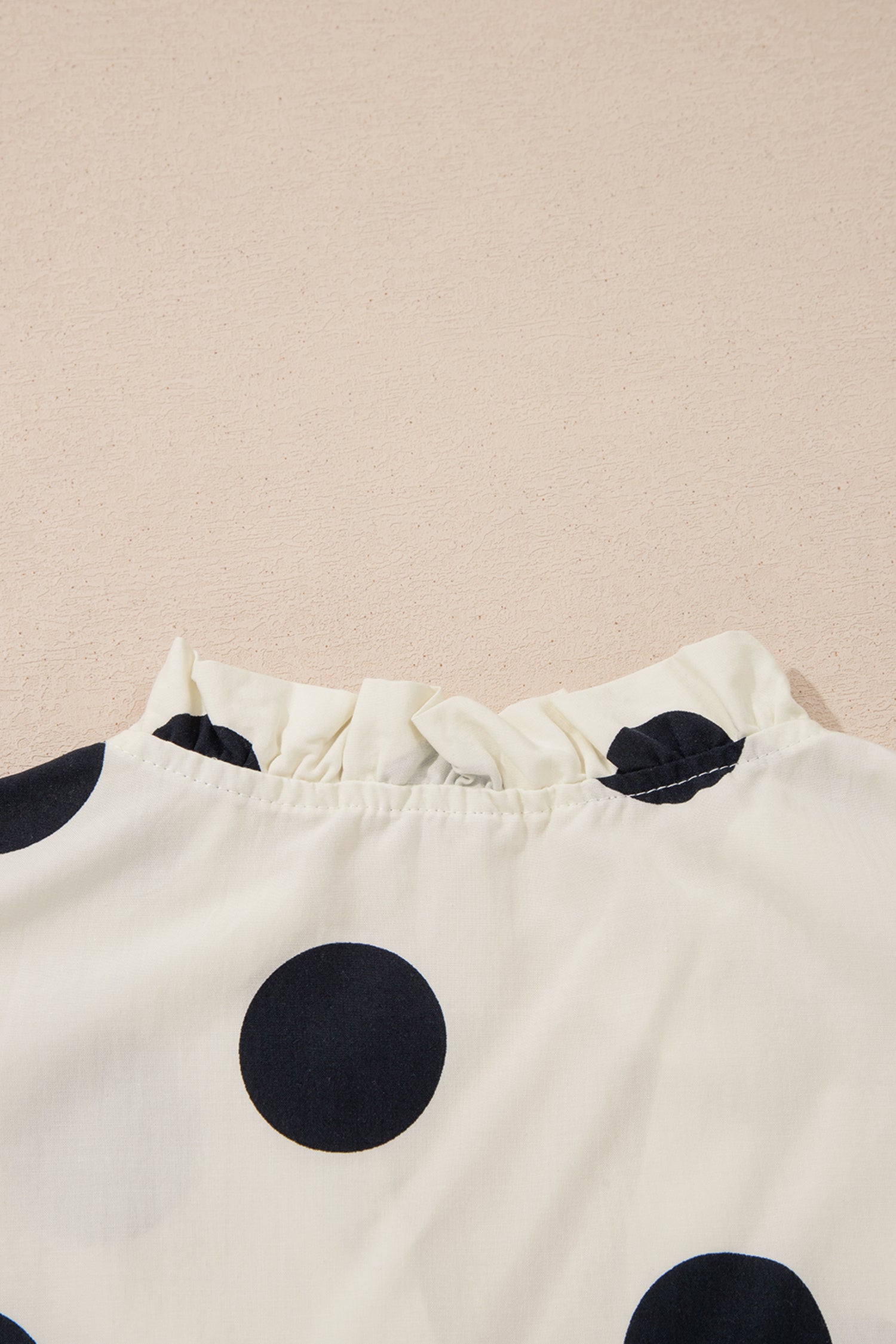 Polka Dot V-Neck Ruffle Short Sleeve Blouse