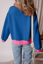 Blue Colorblock Bubble Sleeve Sweatshirt - VacationGrabs