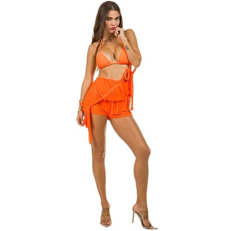 Two Piece Swimsuit With Jumpsuit Coverup - VacationGrabs