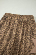 Leopard Star Patch Drawstring Jogger Pants