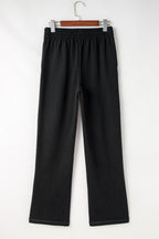 Solid Fleece-Lined Drawstring Waist Pants