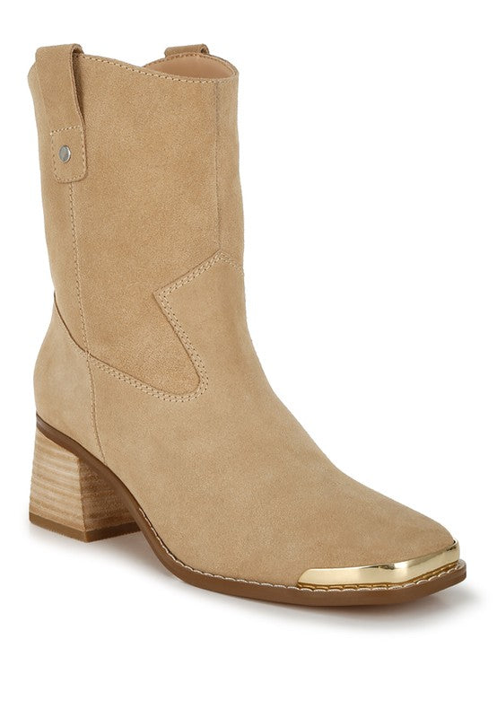 Women's Shoes - BootsEmberly Suede Square Toe Ankle Boots - VacationGrabs