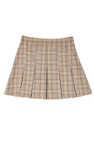 Women's SkirtsBeige Check Plaid Pleated Mini Skirt - VacationGrabs