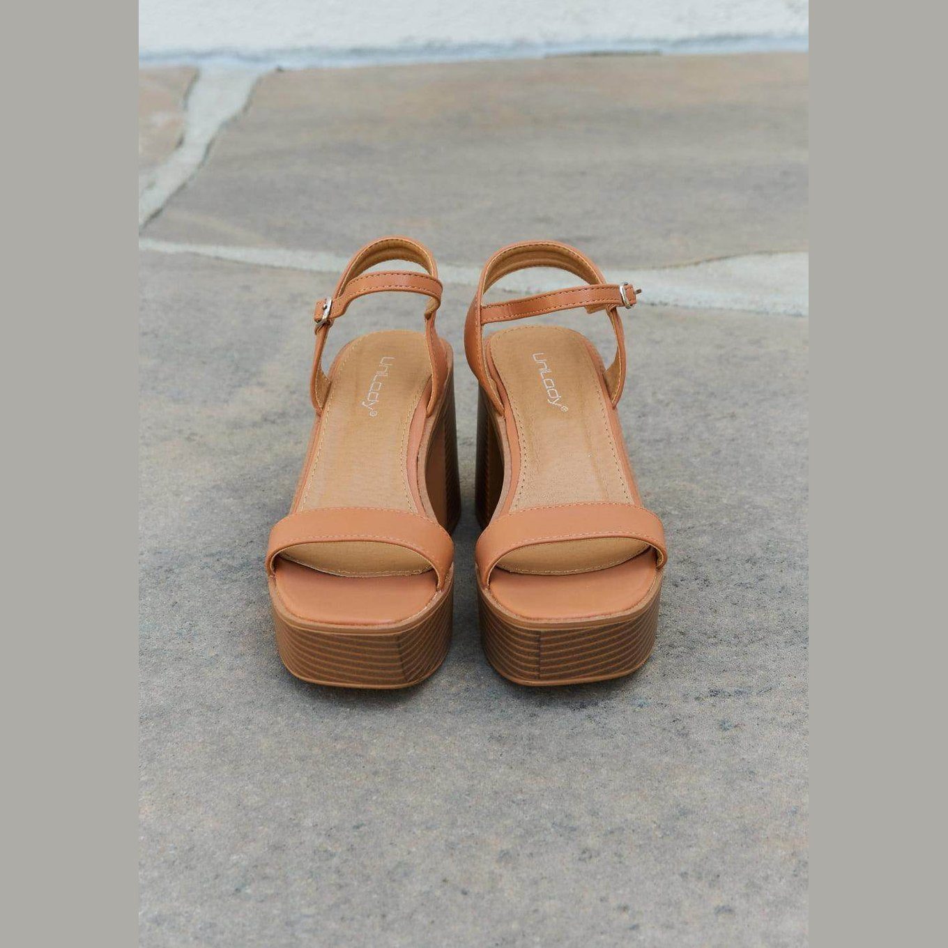 Cognac Platform Heel Sandals - VacationGrabs